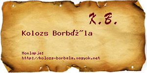 Kolozs Borbála névjegykártya